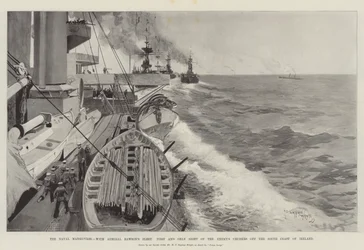 As manobras navais, com a frota do almirante Rawson, primeira e única visão dos cruzadores do inimigo na costa sul da Irlanda